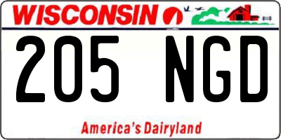 WI license plate 205NGD