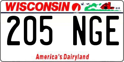 WI license plate 205NGE