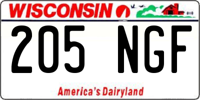 WI license plate 205NGF