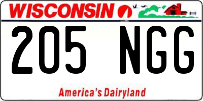 WI license plate 205NGG