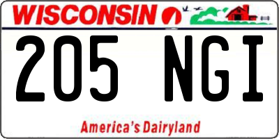 WI license plate 205NGI