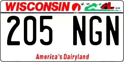 WI license plate 205NGN