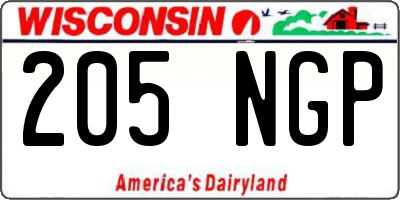 WI license plate 205NGP