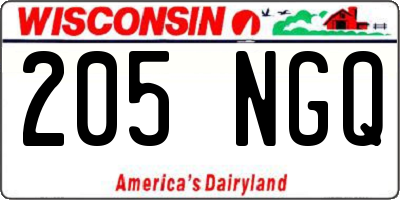 WI license plate 205NGQ