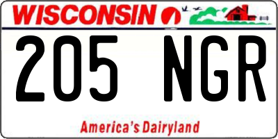 WI license plate 205NGR