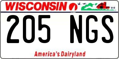 WI license plate 205NGS