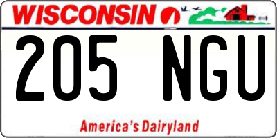 WI license plate 205NGU