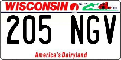 WI license plate 205NGV