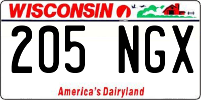 WI license plate 205NGX