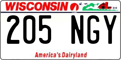 WI license plate 205NGY