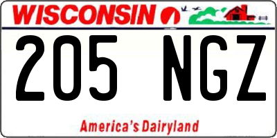 WI license plate 205NGZ