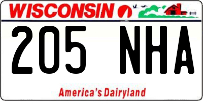 WI license plate 205NHA
