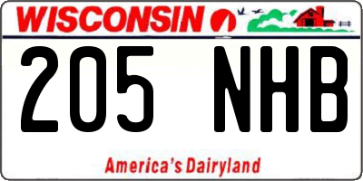WI license plate 205NHB