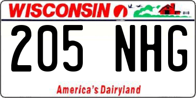 WI license plate 205NHG