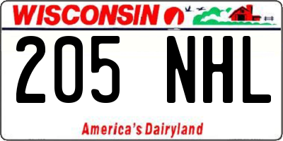 WI license plate 205NHL