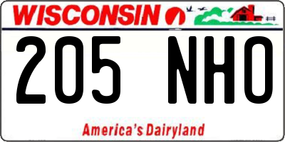 WI license plate 205NHO