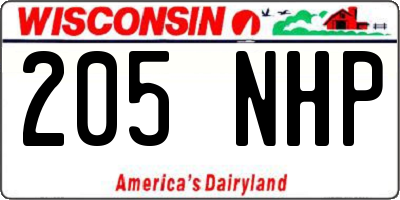WI license plate 205NHP