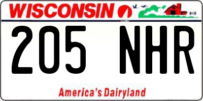 WI license plate 205NHR