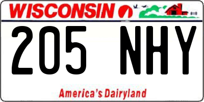 WI license plate 205NHY
