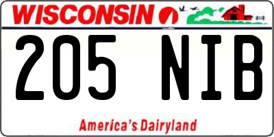 WI license plate 205NIB