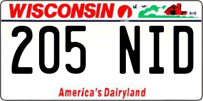 WI license plate 205NID