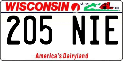 WI license plate 205NIE