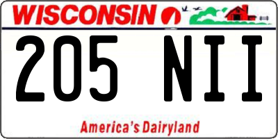 WI license plate 205NII