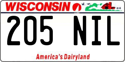 WI license plate 205NIL