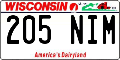 WI license plate 205NIM