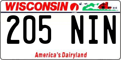 WI license plate 205NIN