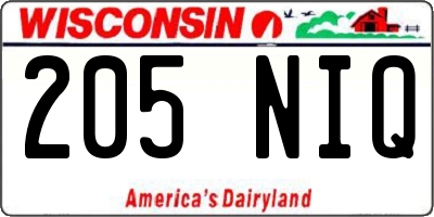 WI license plate 205NIQ
