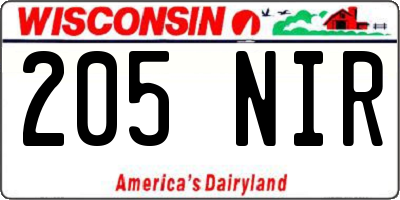 WI license plate 205NIR