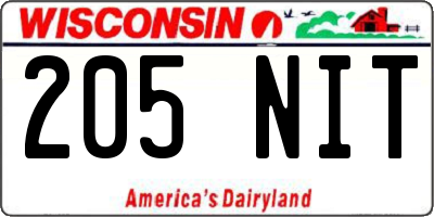 WI license plate 205NIT