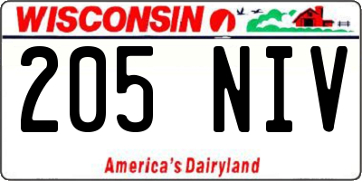 WI license plate 205NIV