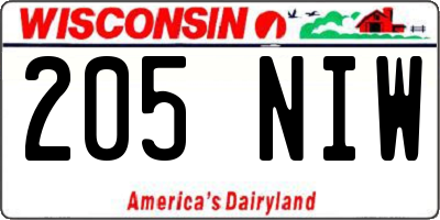 WI license plate 205NIW