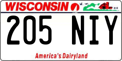 WI license plate 205NIY