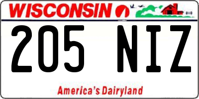 WI license plate 205NIZ