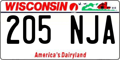 WI license plate 205NJA