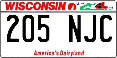 WI license plate 205NJC