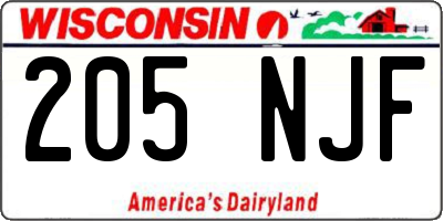 WI license plate 205NJF