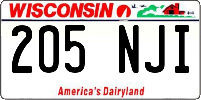WI license plate 205NJI