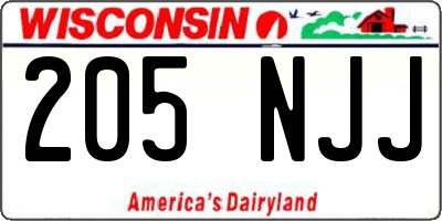 WI license plate 205NJJ