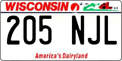 WI license plate 205NJL