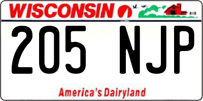 WI license plate 205NJP