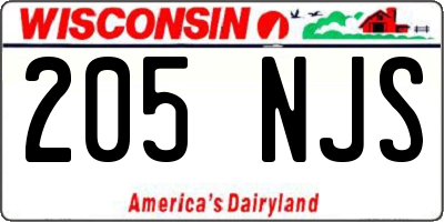 WI license plate 205NJS