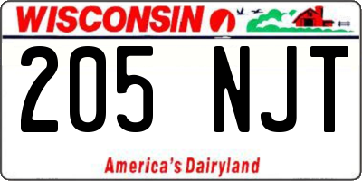 WI license plate 205NJT