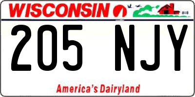 WI license plate 205NJY