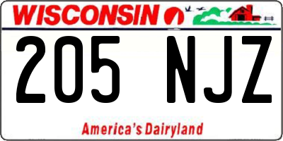 WI license plate 205NJZ