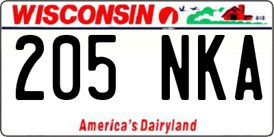 WI license plate 205NKA