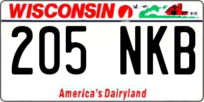 WI license plate 205NKB